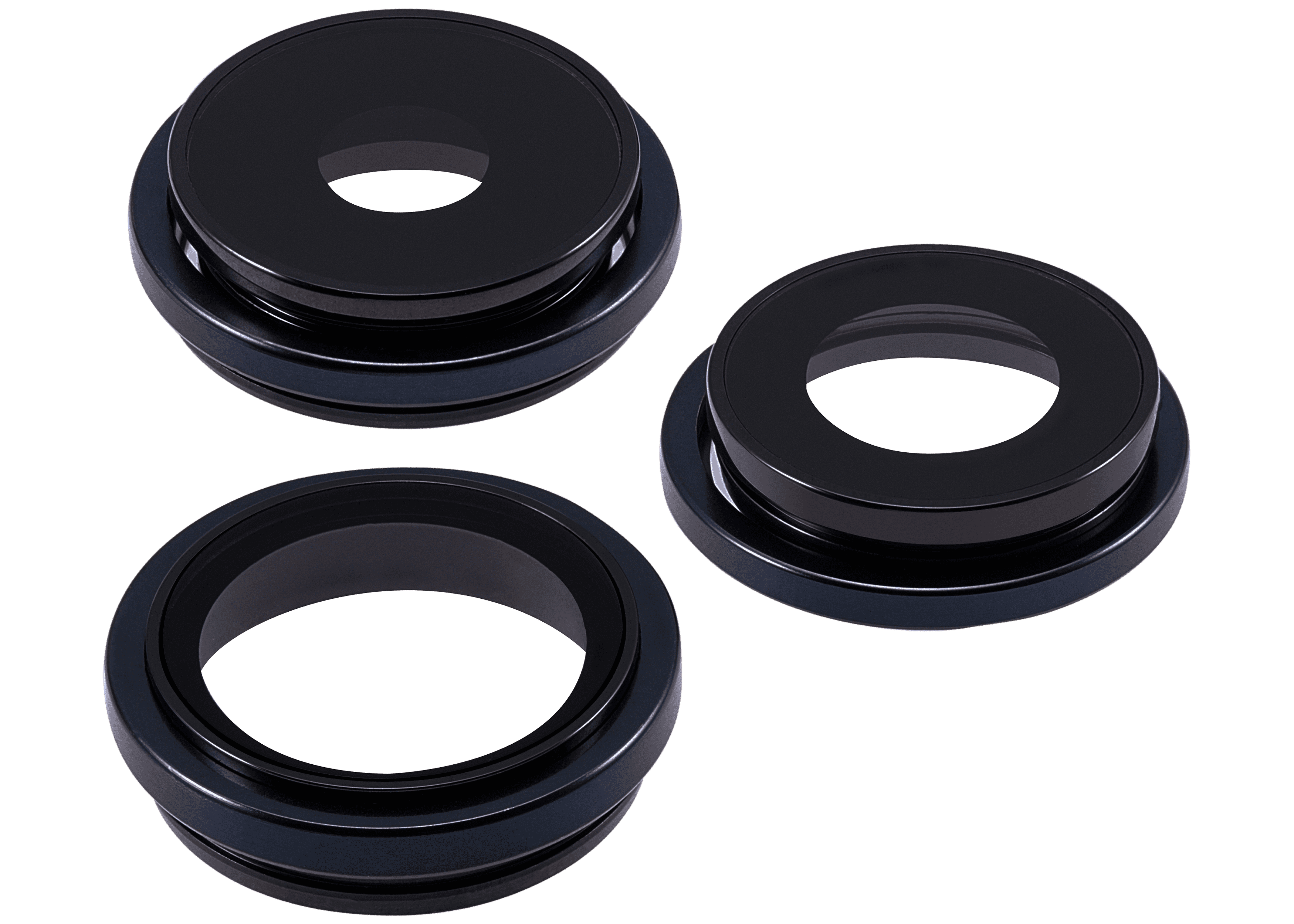 Back Camera Lens With Bracket & Bezel Compatible For iPhone 15 Pro (3 Piece Set) (Premium) (Blue Titanium)