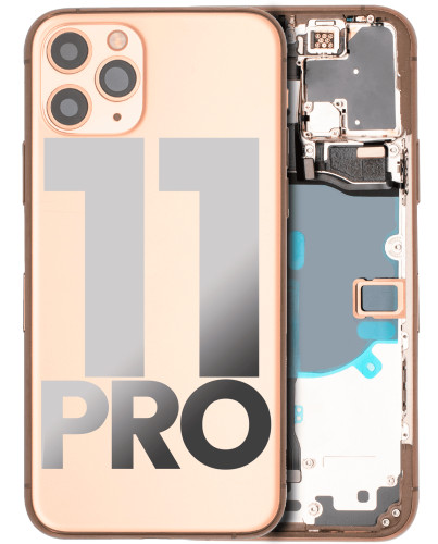 Back Housing W/ Small Components Pre-Installed Compatible For iPhone 11 Pro (Used OEM Pull: Grade B) (Gold)