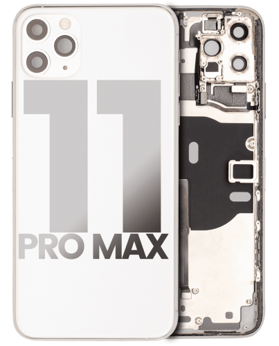 Back Housing W/ Small Components Pre-Installed Compatible For iPhone 11 Pro Max (Used OEM Pull: Grade B) (Silver)