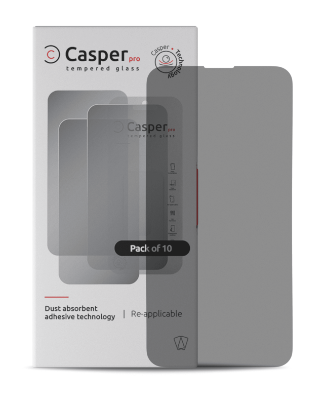 Casper Pro Tempered Glass Compatible For iPhone 15 (10 Pack) (Privacy)