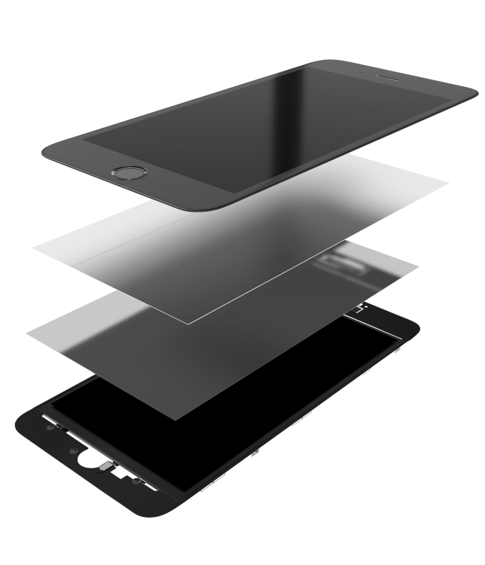4 in 1 (Front Glass + Frame + Polarizer + OCA Pre-Installed) Compatible For iPhone 6 Plus (2 Pack) (Black)