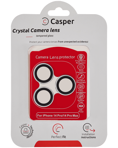 Casper Camera Lens Protector Compatible For iPhone 14 Pro / 14 Pro Max (Silver) (Clear)
