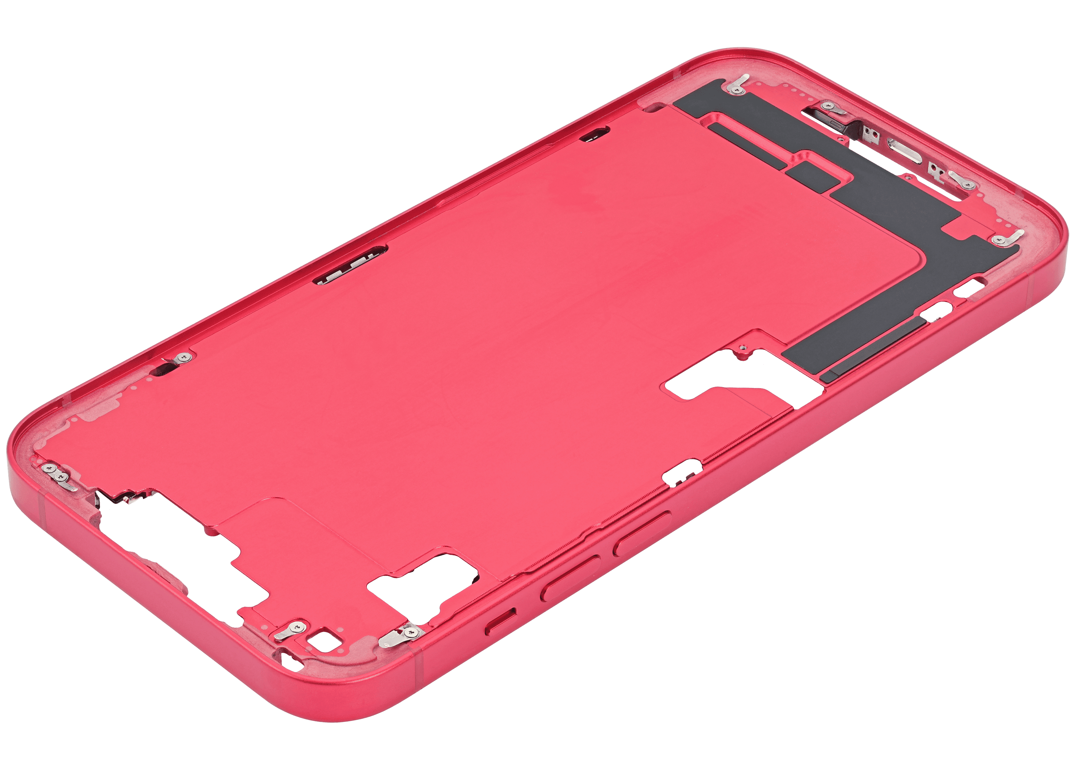 Mid-Frame Housing With Power And Volume Button Compatible For iPhone 14 Plus (US Version) (Used OEM Pull: Grade A) (Red)
