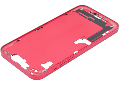 Mid-Frame Housing With Power And Volume Button Compatible For iPhone 14 Plus (US Version) (Used OEM Pull: Grade A) (Red)