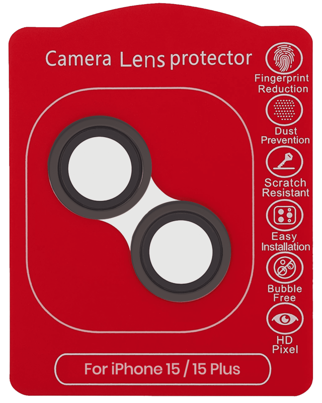 Casper Camera Lens Protector Compatible For iPhone 15 / 15 Plus (Black) (Clear)