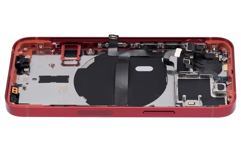 Back Housing W/ Small Components Pre-Installed Compatible For iPhone 13 Mini (US Version) (No Logo) (Aftermarket Plus) (Red)