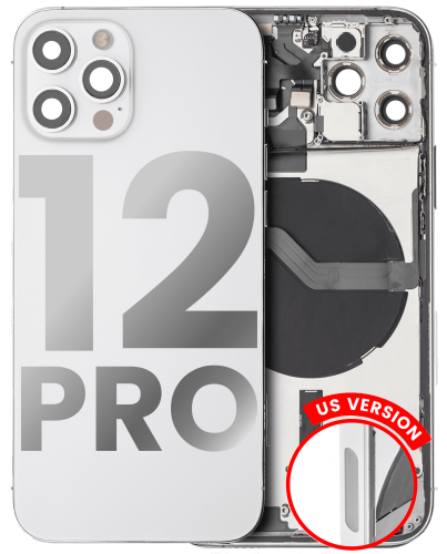 Back Housing W/ Small Components Pre-Installed Compatible For iPhone 12 Pro (US Version) (Used OEM Pull: Grade B) (Silver)