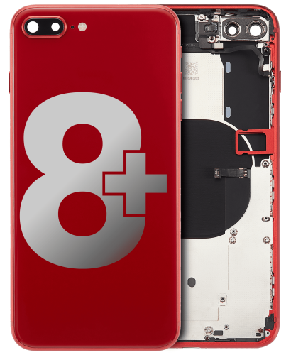 Back Housing W/ Small Components Pre-Installed Compatible For iPhone 8 Plus (Used OEM Pull: Grade C) (Red)