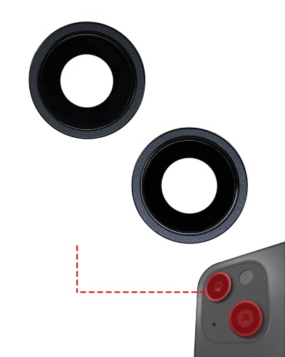 Back Camera Lens With Bracket &amp; Bezel Compatible For iPhone 14 / 14 Plus (2 Piece Set) (Premium) (Midnight)