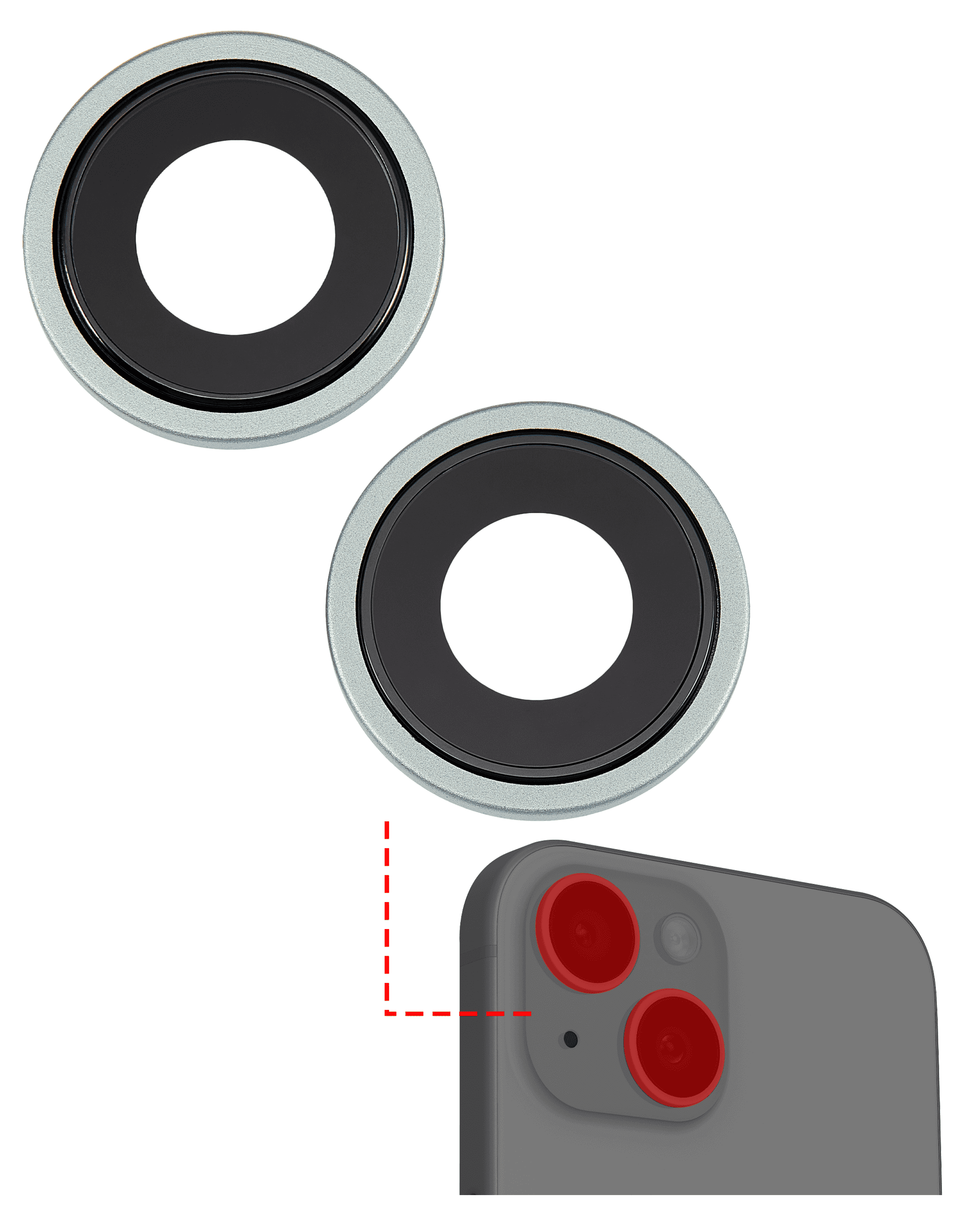 Back Camera Lens With Bracket & Bezel Compatible For iPhone 15 / 15 Plus (2 Piece Set) (Premium) (Green)