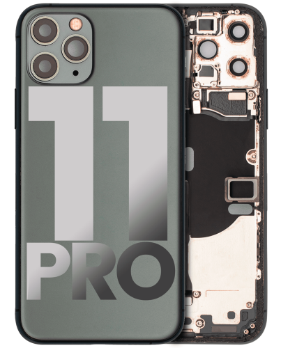 Back Housing W/ Small Components Pre-Installed Compatible For iPhone 11 Pro (Used OEM Pull: Grade A) (Matte Midnight Green)