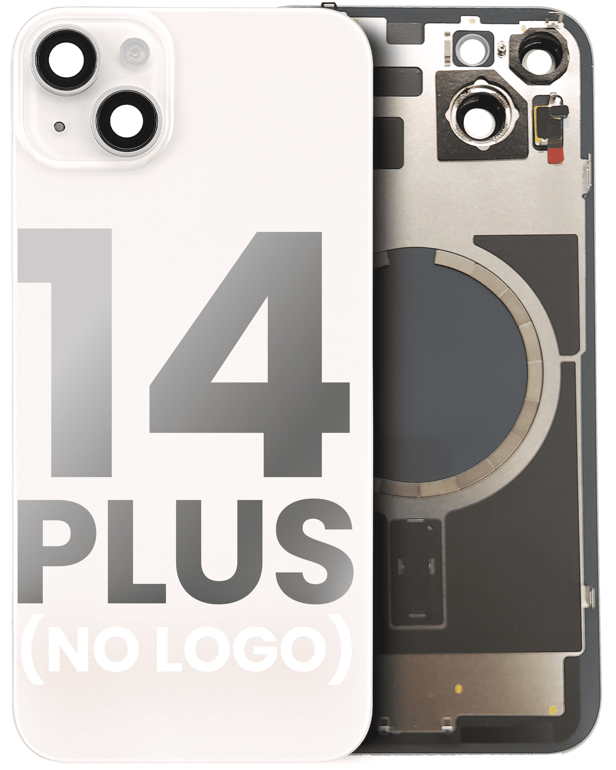 Back Glass With Steel Plate With MagSafe Magnet Pre-Installed Compatible For iPhone 14 Plus (Starlight) (No Logo)