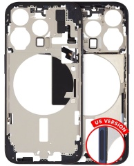 Mid-Frame Housing With Power And Volume Button Compatible For iPhone 15 Pro (US Version) (Used OEM Pull: Grade C) (Blue Titanium)