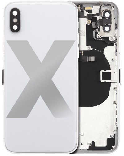 Back Housing W/ Small Components Pre-Installed Compatible For iPhone X (No Logo) (Aftermarket Plus) (Silver)