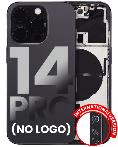 Back Housing W/ Small Pre-Installed Compatible For iPhone 14 Pro (International Version) (No Logo) (Aftermarket Plus) (Space Black)