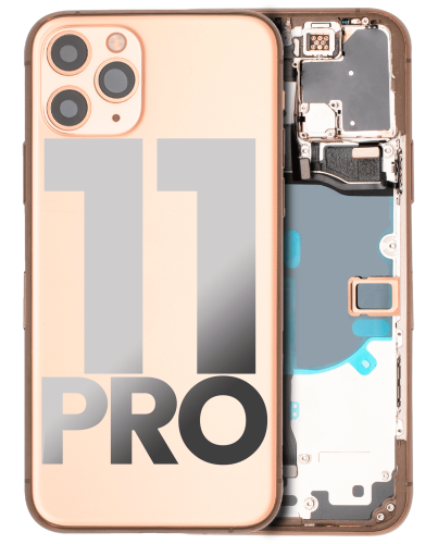 Back Housing W/ Small Components Pre-Installed Compatible For iPhone 11 Pro (Used OEM Pull: Grade C) (Matte Gold)