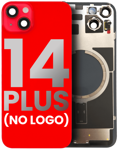 Back Glass With Steel Plate With MagSafe Magnet Pre-Installed Compatible For iPhone 14 Plus (Red) (No Logo)