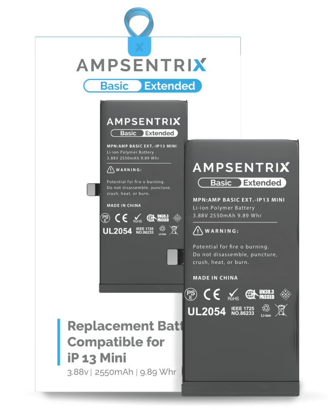 Extended Capacity Replacement Battery Compatible For iPhone 13 Mini (AmpSentrix Basic Extended)