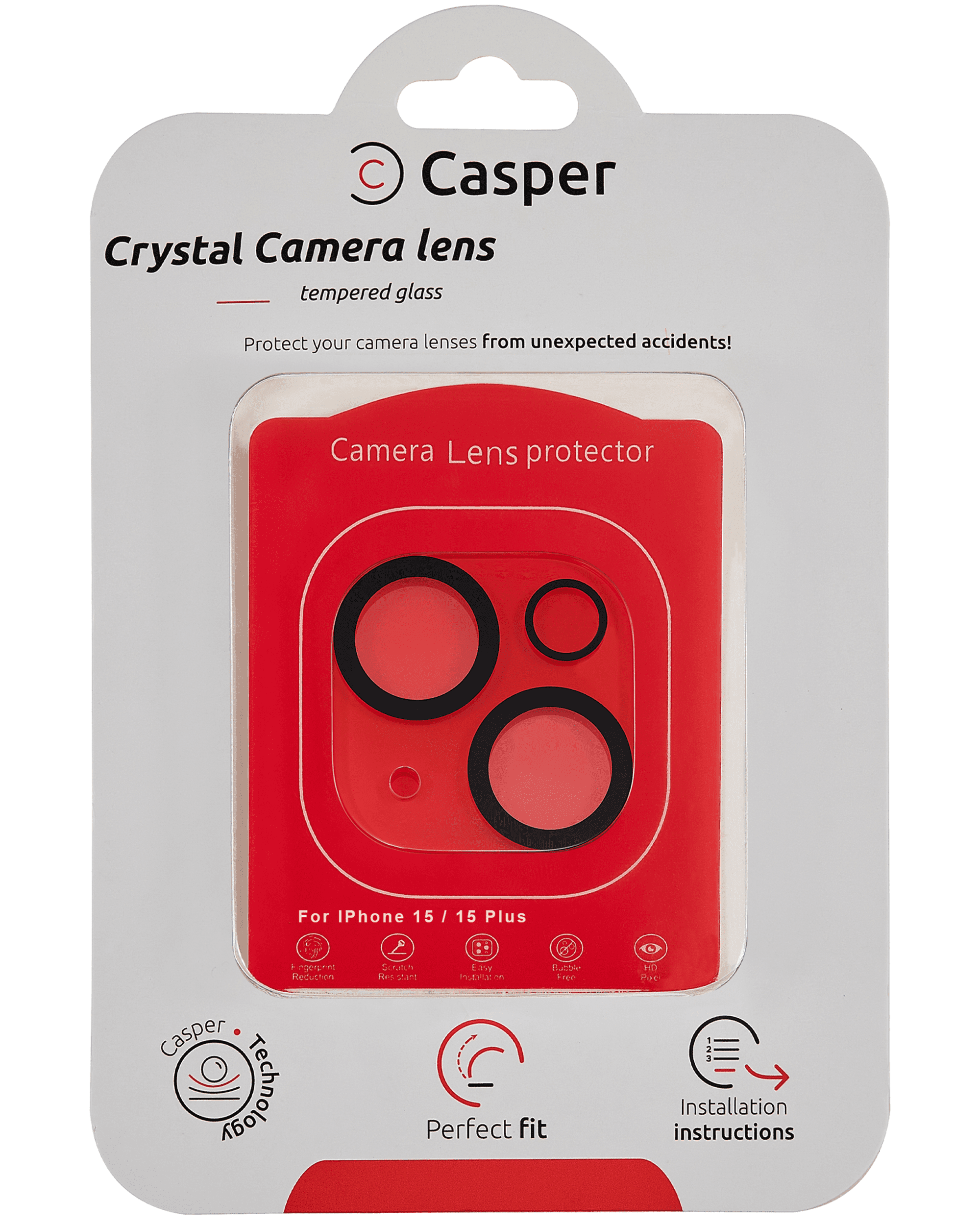 Casper Camera Lens Protector Compatible For iPhone 15 / 15 Plus (Crystal Full Cover)