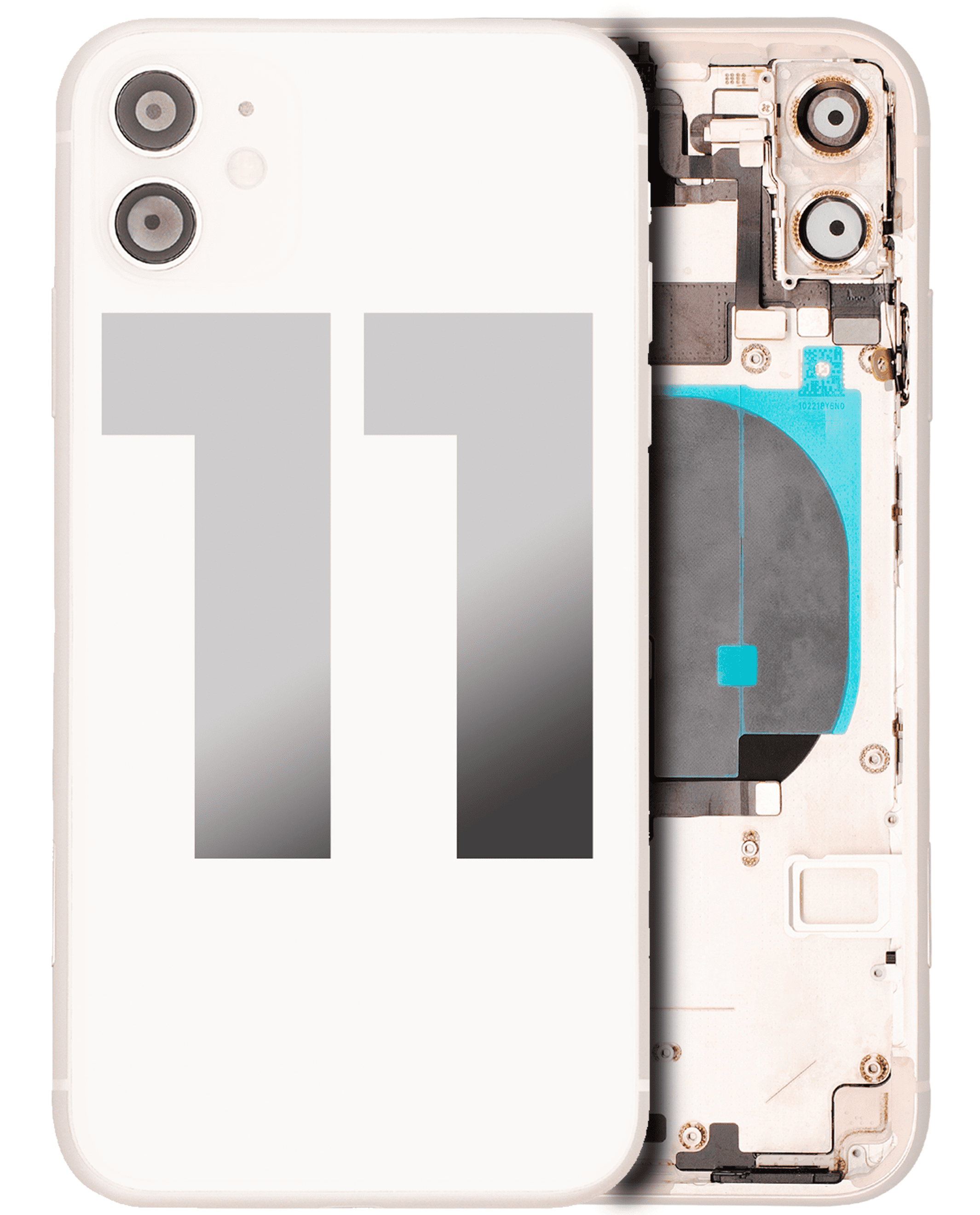 Back Housing W/ Small Components Pre-Installed Compatible For iPhone 11 (Used OEM Pull: Grade C) (White)