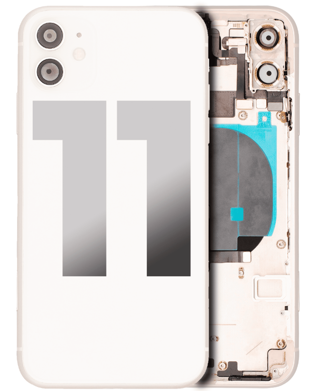 Back Housing W/ Small Components Pre-Installed Compatible For iPhone 11 (Used OEM Pull: Grade C) (White)