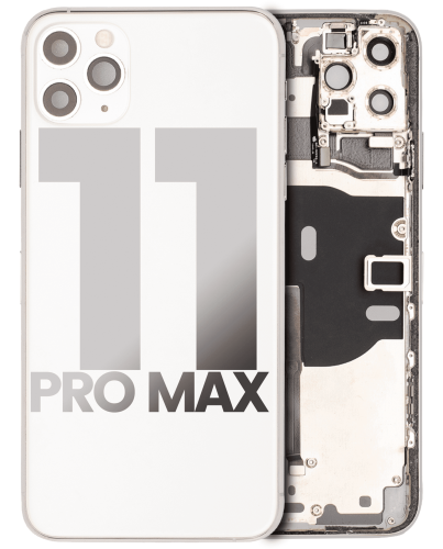 Back Housing W/ Small Components Pre-Installed Compatible For iPhone 11 Pro Max (Used OEM Pull: Grade A) (Silver)