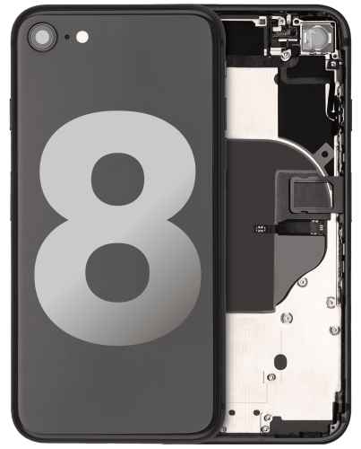 Back Housing W/ Small Components Pre-Installed Compatible For iPhone 8 (Used OEM Pull: Grade B) (Space Gray)