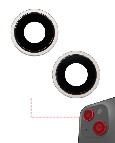 Back Camera Lens With Bracket &amp; Bezel Compatible For iPhone 14 / 14 Plus (2 Piece Set) (Premium) (Starlight)