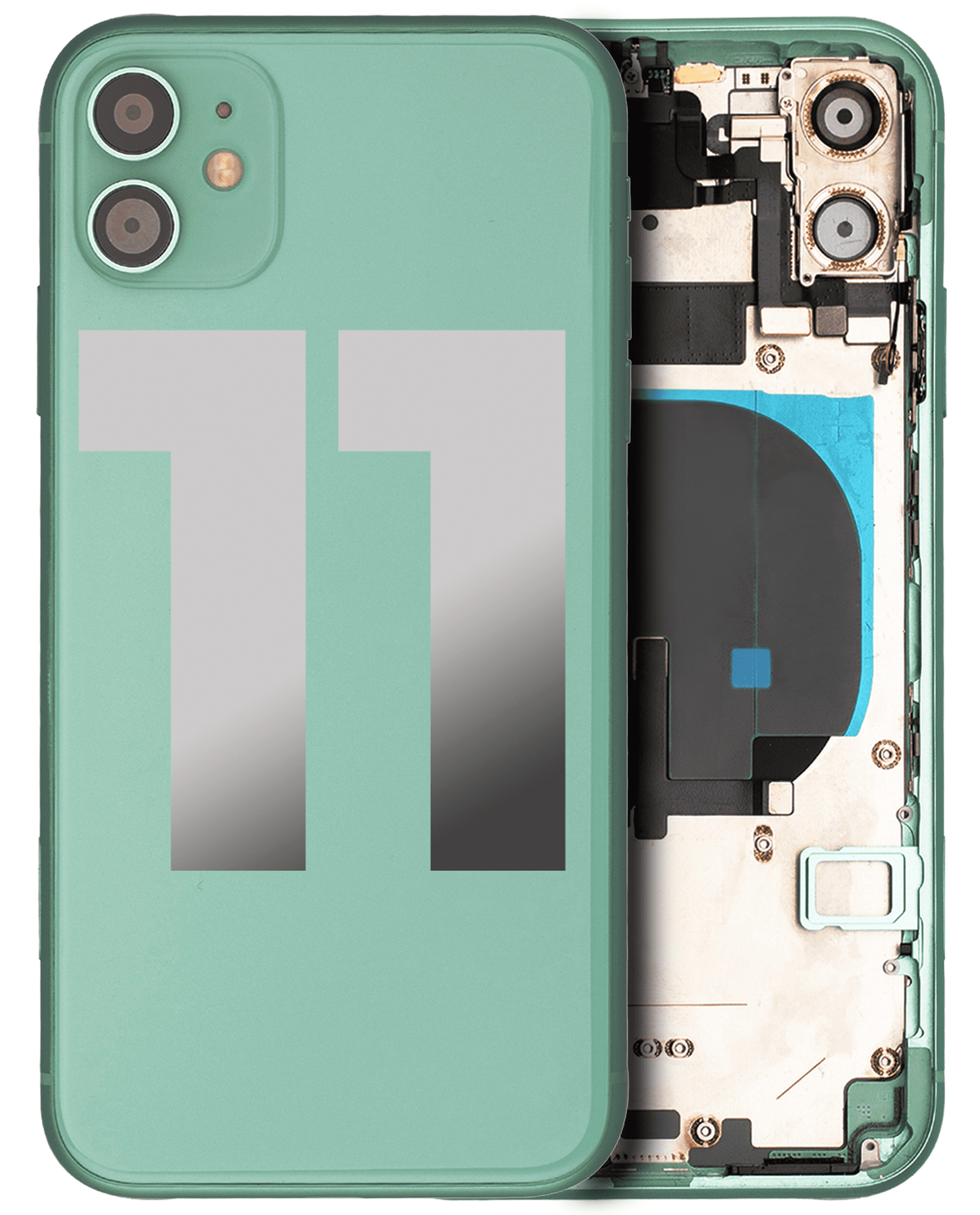 Back Housing W/ Small Components Pre-Installed Compatible For iPhone 11 (Used OEM Pull: Grade C) (Green)