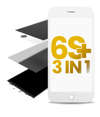 3 in 1 (Front Glass + Frame + OCA Pre-Installed) Compatible For iPhone 6S Plus (2 Pack) (White)