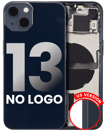 Back Housing W/ Small Components Pre-Installed Compatible For iPhone 13 (US Version) (No Logo) (Aftermarket Plus) (Midnight)