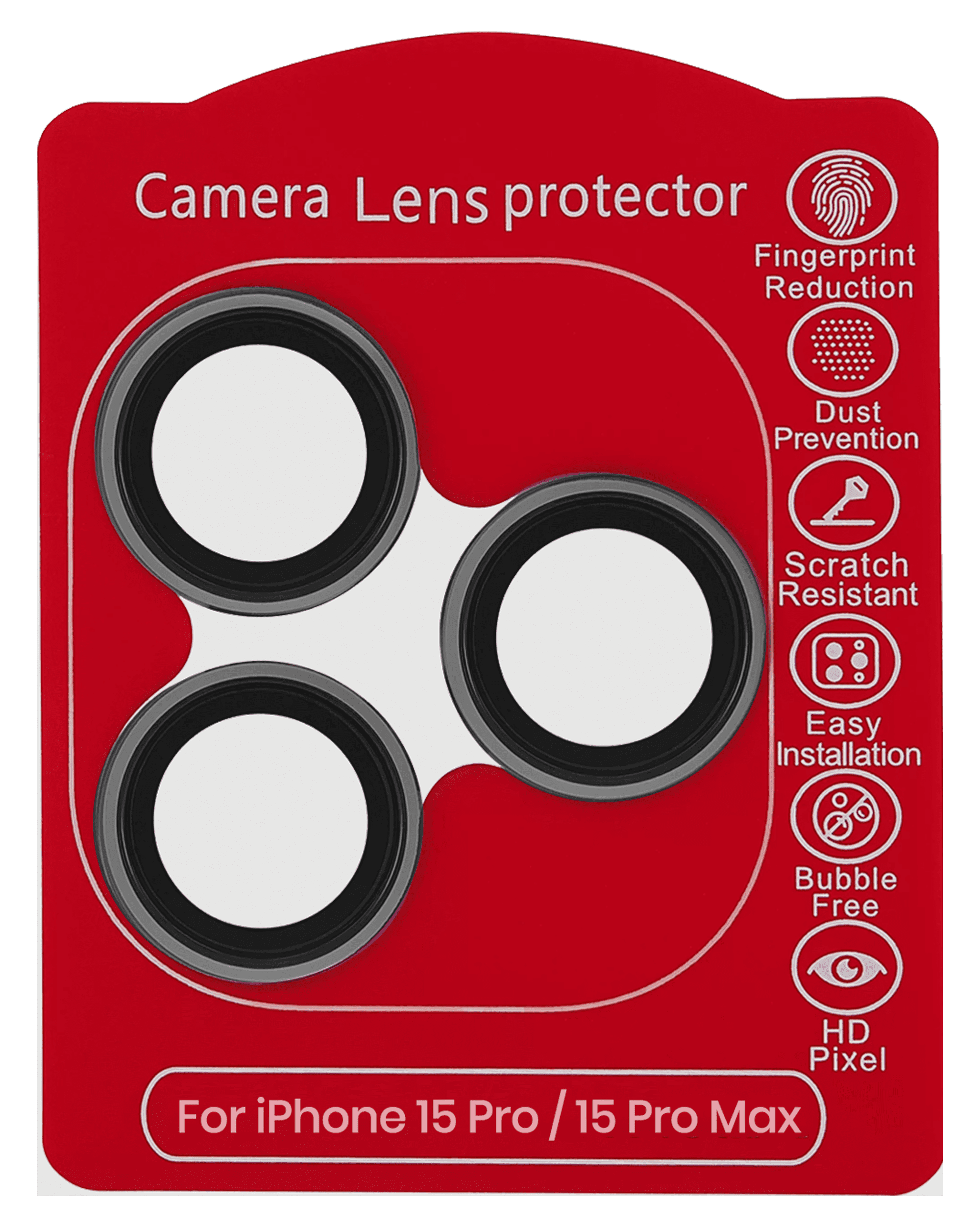 Casper Camera Lens Protector Compatible For iPhone 15 Pro / 15 Pro Max (Gray) (Clear)