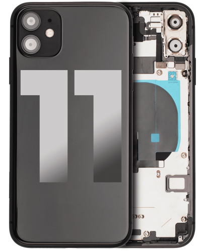 Back Housing W/ Small Components Pre-Installed Compatible For iPhone 11 (Used OEM Pull: Grade A) (Black)
