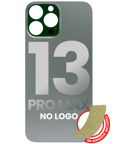 Back Glass With 3M Adhesive Compatible For iPhone 13 Pro Max (No Logo / Large Camera Hole) (Alpine Green)