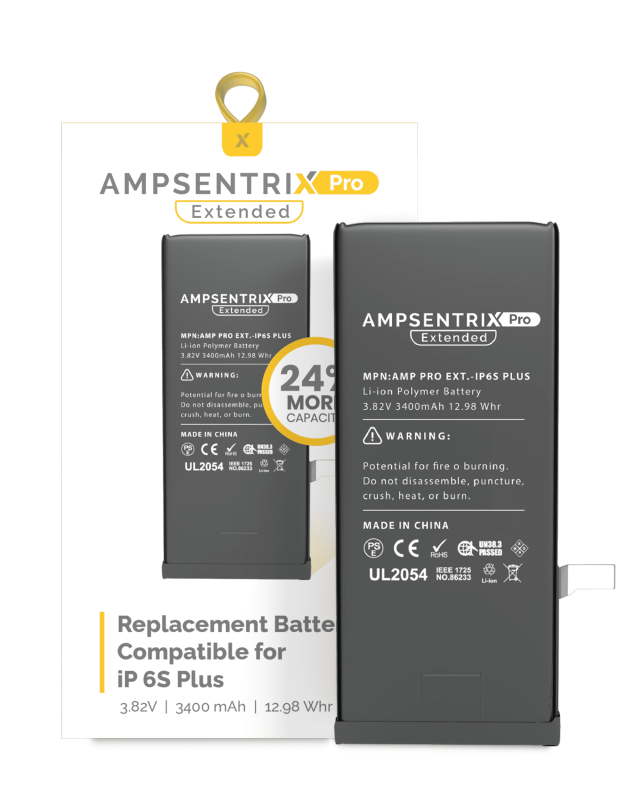 Extended Capacity Replacement Battery Compatible For iPhone 6S Plus (AmpSentrix Pro Extended)