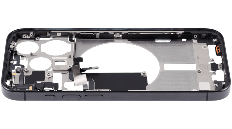Mid-Frame Housing With Power And Volume Button Compatible For iPhone 15 Pro (US Version) (Used OEM Pull: Grade A) (Black Titanium)
