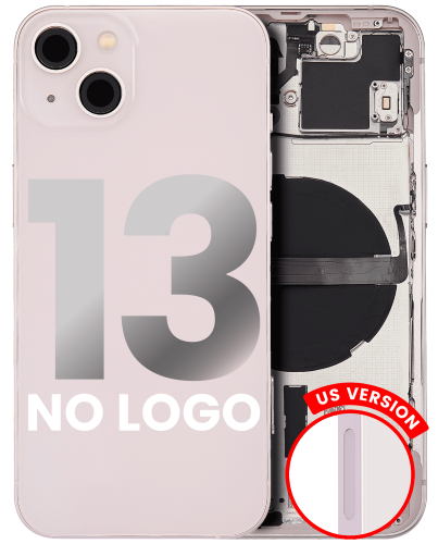 Back Housing W/ Small Components Pre-Installed Compatible For iPhone 13 (US Version) (No Logo) (Aftermarket Plus) (Pink)