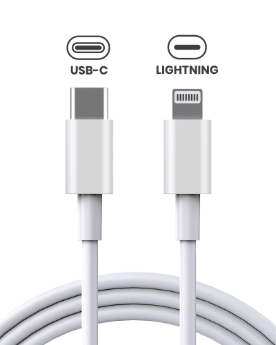 USB-C To Lightning Cable (3ft.) For iPhone / iPad / iPod (Used OEM Pull) (Bulk Pack) (10 Pack)