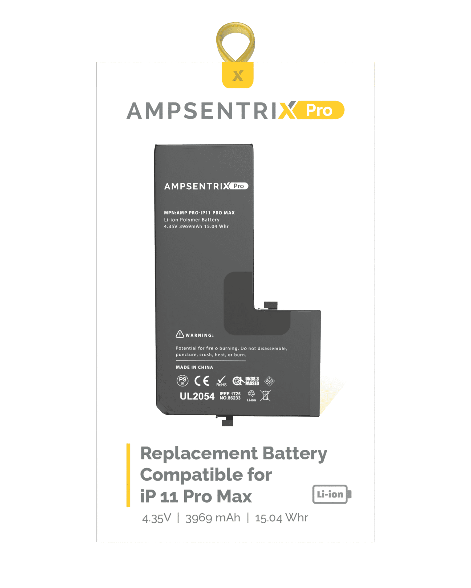 Replacement Battery Compatible For iPhone 11 Pro Max (AmpSentrix Pro)