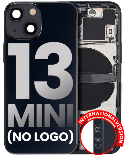 Back Housing W/ Small Components Pre-Installed Compatible For iPhone 13 Mini (No Logo) (Aftermarket Plus) (International Version) (Midnight)