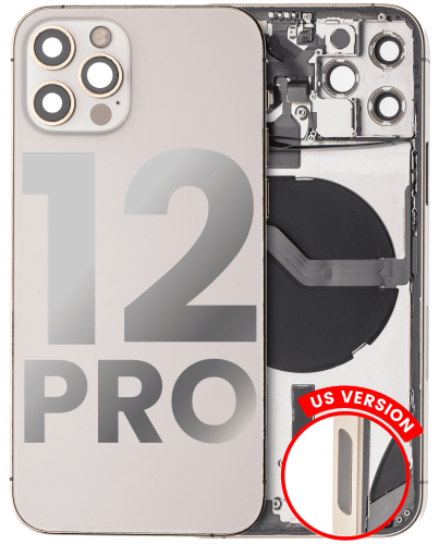 Back Housing W/ Small Components Pre-Installed Compatible For iPhone 12 Pro (US Version) (Used OEM Pull: Grade C) (Gold)