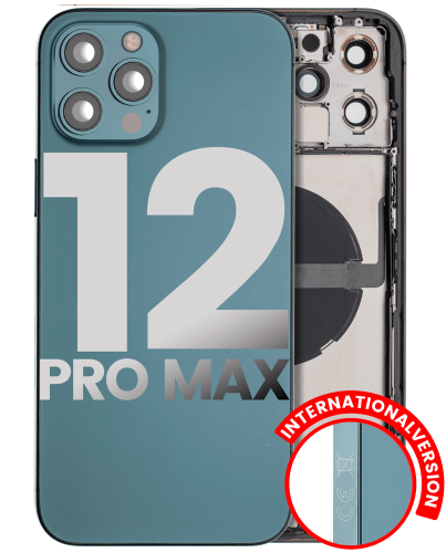 Back Housing W/ Small Components Pre-Installed Compatible For iPhone 12 Pro Max (International Version) (Used OEM Pull: Grade B) (Pacific Blue)