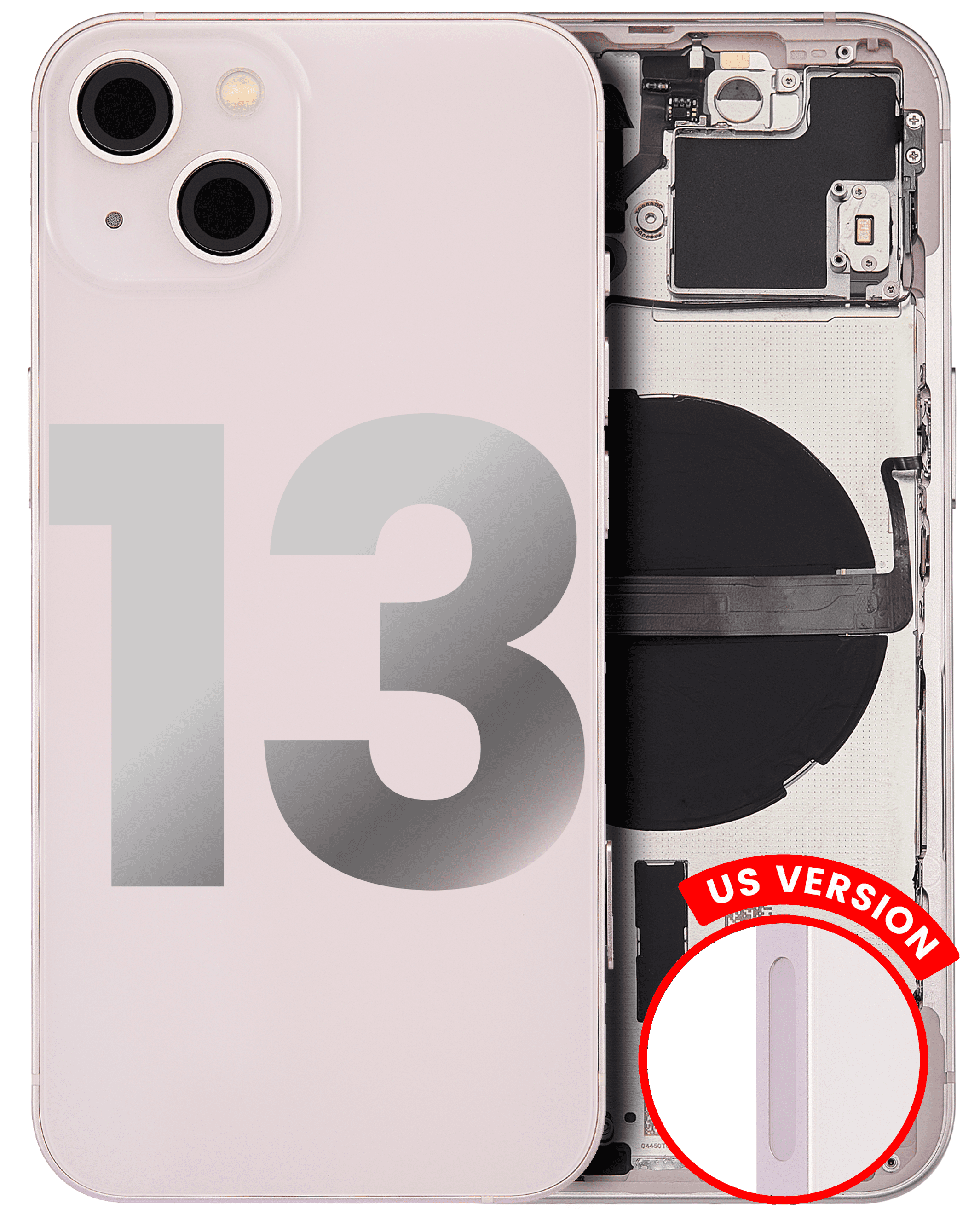 Back Housing W/ Small Components Pre-Installed Compatible For iPhone 13 (US Version) (Used OEM Pull: Grade B) (Pink)