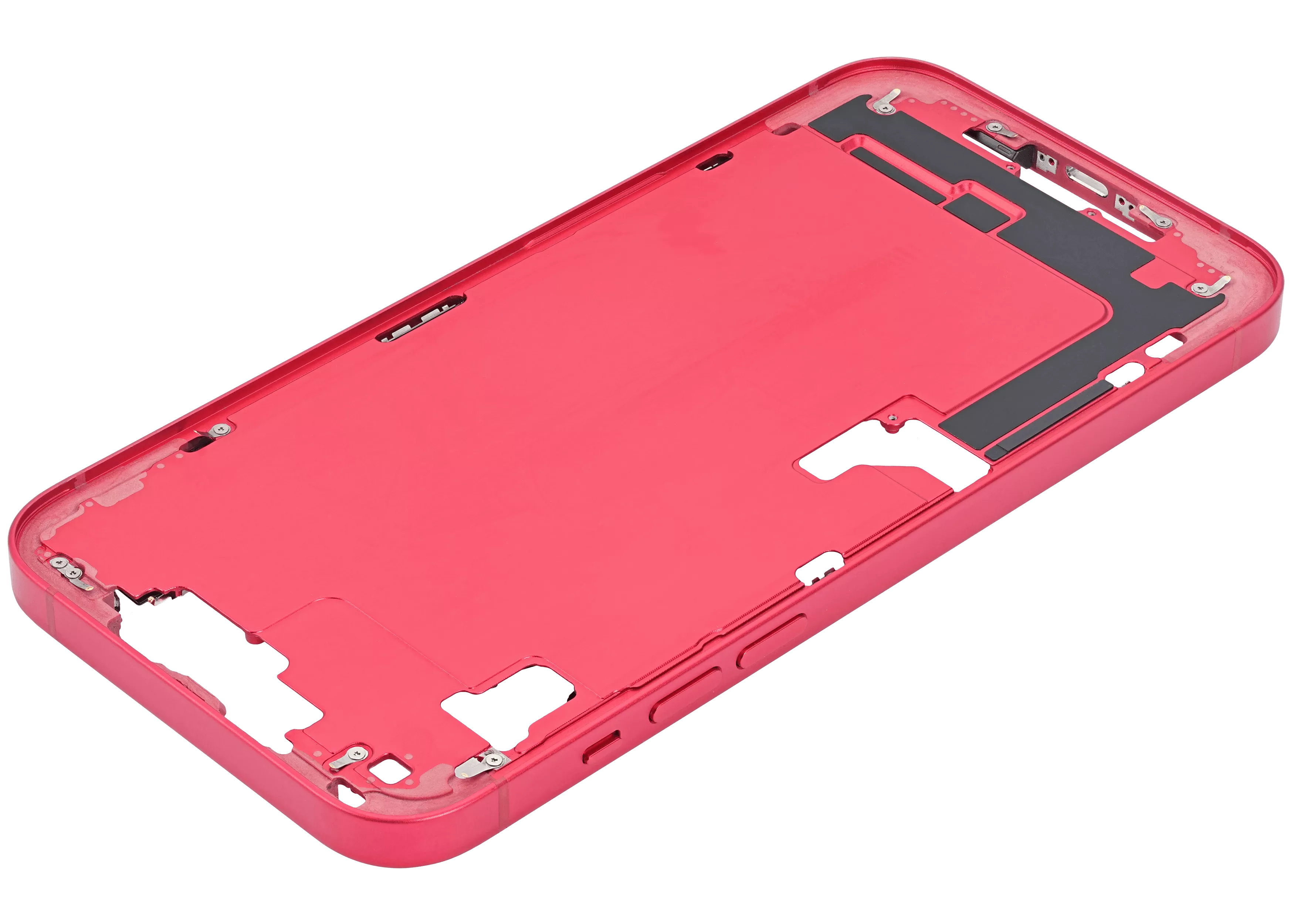 Mid-Frame Housing With Power And Volume Button Compatible For iPhone 14 Plus (Used OEM Pull: Grade C) (Red)