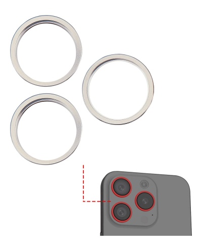 Back Camera Bezel Ring Only Compatible For iPhone 15 Pro (White Titanium) (3 Piece Set)