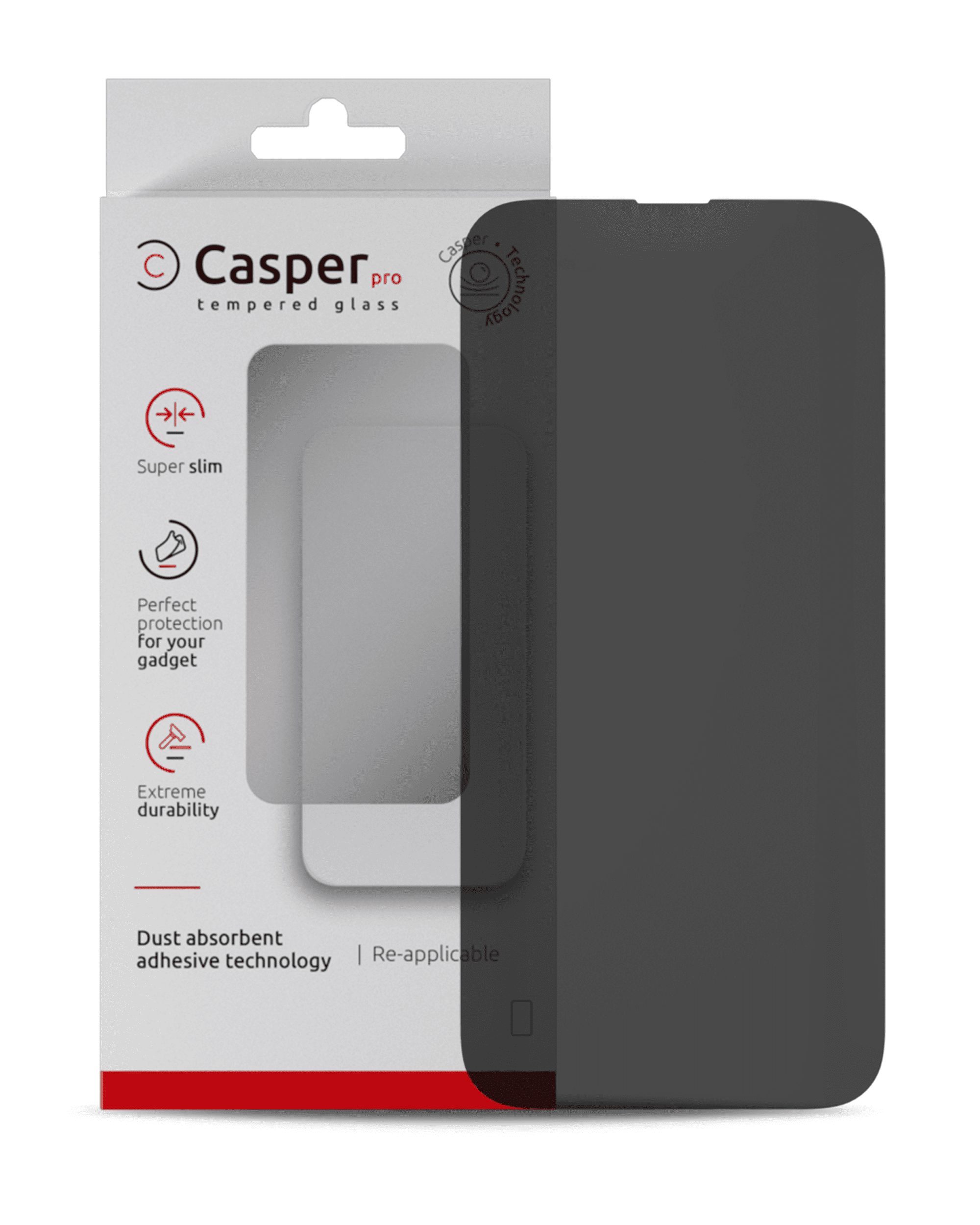 Casper Pro Tempered Glass Compatible For iPhone 15 Pro (Retail Pack) (Privacy)