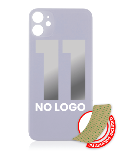 Back Glass With 3M Adhesive Compatible For iPhone 11 (No Logo / Large Camera Hole) (Purple)