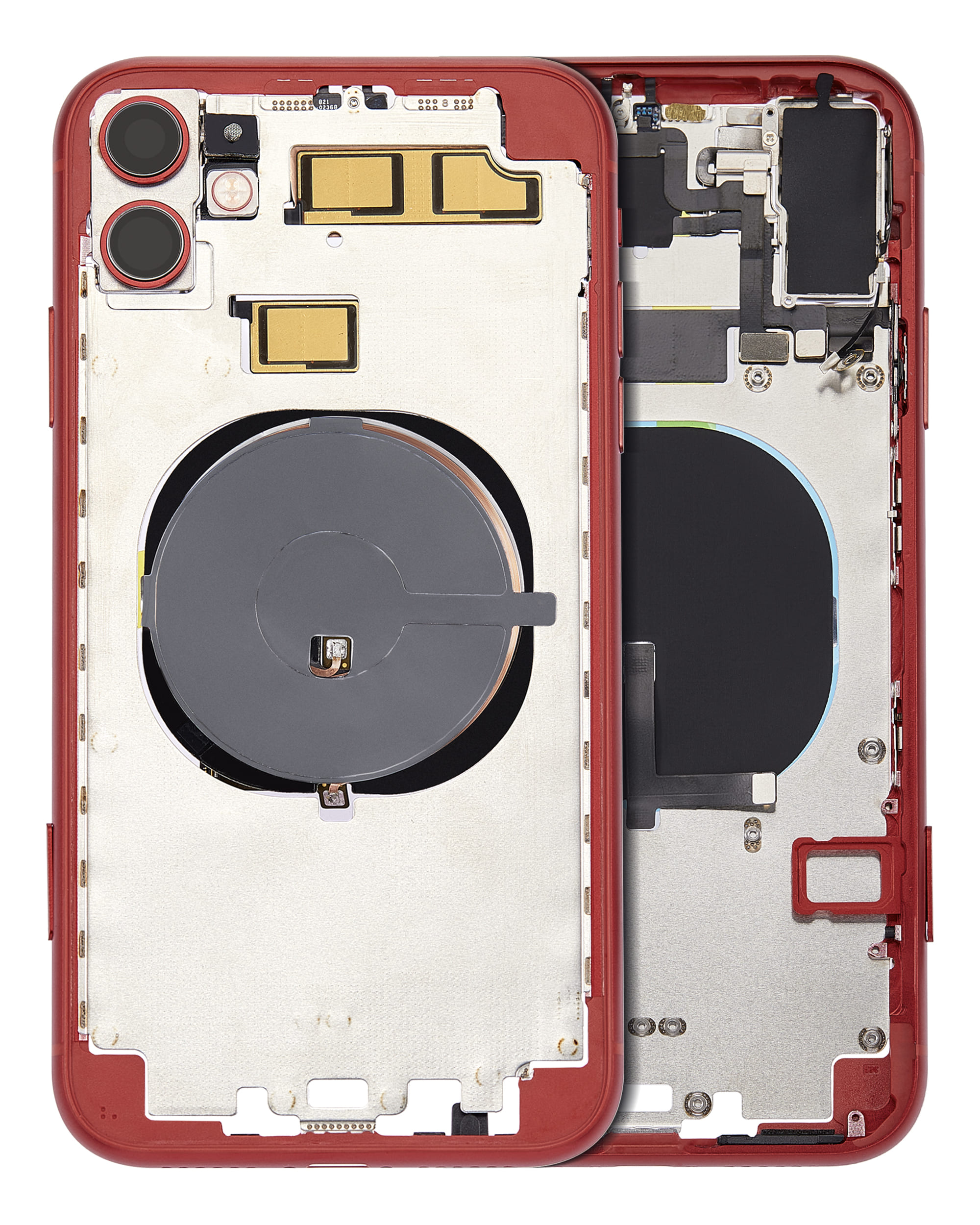 Back Housing W/ Small Components Pre-Installed (Without Back Cover) Compatible For iPhone 11 (Red)