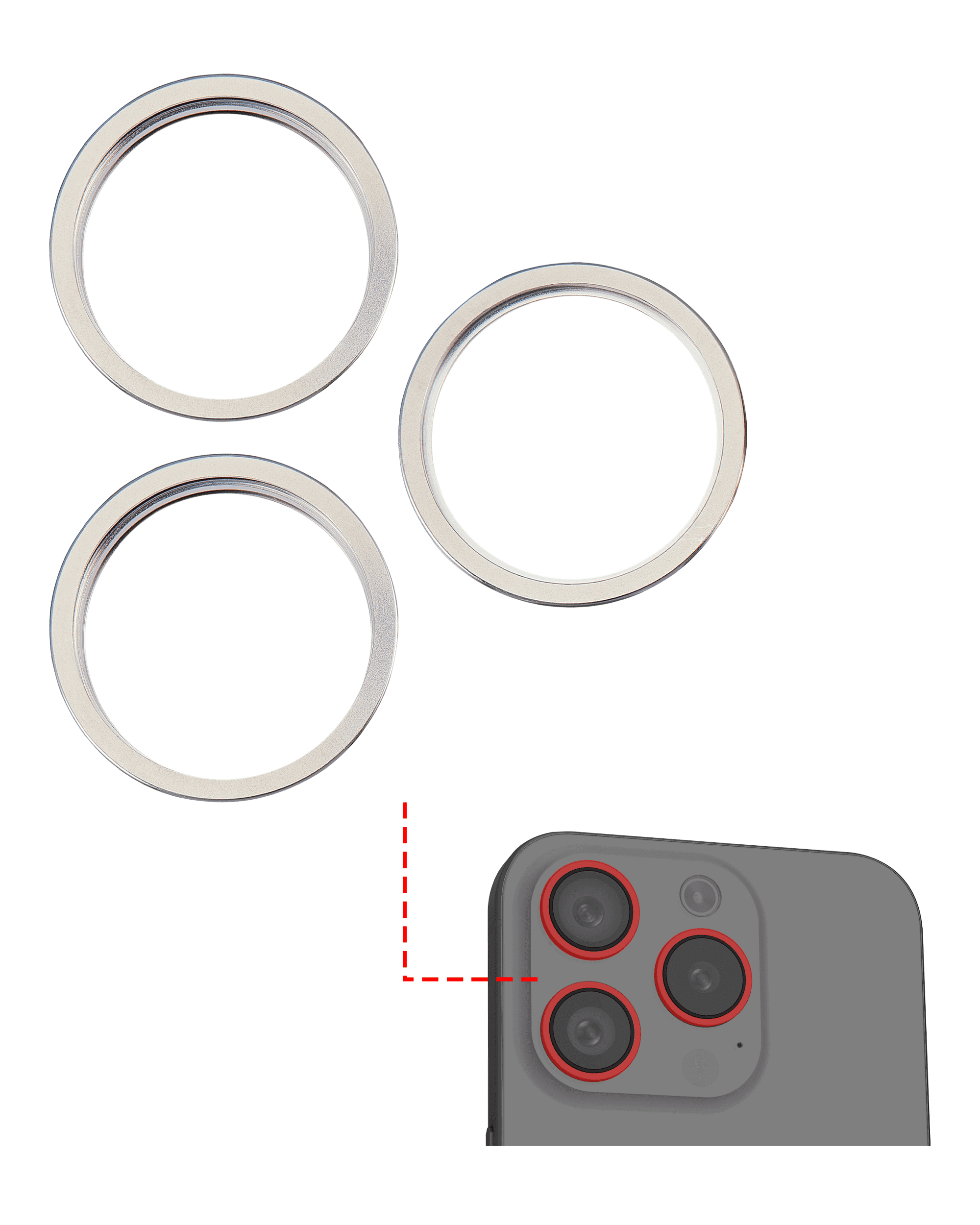 Back Camera Bezel Ring Only Compatible For iPhone 15 Pro (White Titanium) (3 Piece Set)