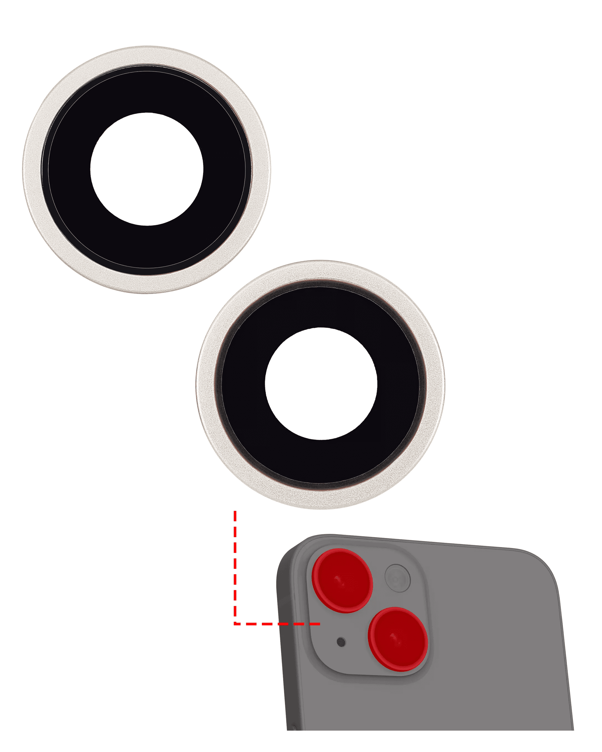 Back Camera Lens With Bracket & Bezel Compatible For iPhone 14 / 14 Plus (2 Piece Set) (Aftermarket Plus) (Starlight)
